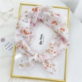Floral cotton linen neck scarf in cream beige with pastel flower print for women - Firethorn Berry Beige