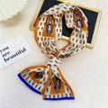 Sciarpa sottile twilly in seta con motivo equestre in arancione e blu reale - Testa di Cavallo Arancio Blu