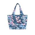 Modische Oxford-Einkaufstasche mit Blumendruck, wasserdichtem Design und großem Volumen - Blau