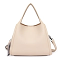 Borsa a secchiello minimalista in pelle martellata beige con tracolla regolabile - Beige