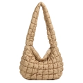 Bolso bandolera nube acolchado beige con textura fruncida y diseño ligero - Caqui