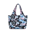 Wasserdichte Oxford-Einkaufstasche mit blauer und rosa Berglandschaft in Schwarz - Schwarz