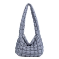 Bolso de hombro acolchado en gris azulado con correa acolchada y cremallera superior - Gris