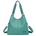 Large capacity waterproof nylon tote bag in turquoise green with detachable shoulder strap - Green