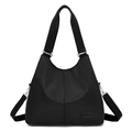 Classic black nylon tote bag with durable wide straps and sleek brand logo detail - Black