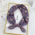 Elegant floral cotton linen scarf featuring purple pink flowers and knot design - Mountain Cherry Blossom Purple