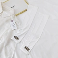 Detail shot of white ice silk sun sleeves with brand label on minimalist background - One Size / Gradient White