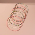 Set di 9 collane bohémien fatte a mano con perline nei colori rosa, bianco e arcobaleno - Stile Perline Colorate da 9 Pezzi