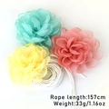 Three-color fabric flower accessories set with 157cm long rope detail and 33g weight info - Three-Color 3D Camellia 3-Piece Set (X-092)