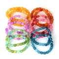 Colorful cylinder cracked glass bead bracelets set in various vibrant gradient shades - 12-Piece Set (S-302)