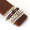 Set de 9 pulseras elásticas con perlas de imitación y piedras naturales variadas - Juego de Capas Multicolor (S-299-9 Piezas)