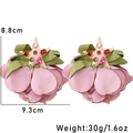 Rosa Stoffblumen-Ohrringe mit Kristall-Seestern, 8,8 cm handgefertigter Schmuck - Rosa Seestern Stil