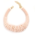 Handmade multilayer beaded faux crystal necklace in dusty pink with golden lobster clasp - Pink Multi-layer Beaded Style (X-620)