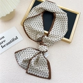 Élégante écharpe en soie beige avec motifs V noirs et bordure marron foncé - Beige Motif V