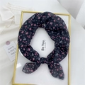 Floral cotton linen scarf in dark grey with pink flower print for women - Gradient Pink Floral Black
