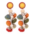 Orecchini a nappa fatti a mano con zucca di stoffa, sfere colorate e perle in legno - Stile Zucca Multicolore (E-1846)