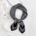 Elegant black and white houndstooth silk scarf with letter print on white shirt - Houndstooth Letter Edge Black
