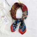 Elegant multi-color floral square silk scarf with vintage classical architecture pattern - Red Tree of Life