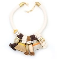 Boheemse oversized kwastjesketting met crème gevlochten touw en gekleurde franjes - Bohemian Gevlochten Stijl met Kwastjes (X-638)