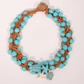 Handmade turquoise sea turtle necklace with woven beads and starfish for beach vacation - Turquoise Turtle Starfish Style (X-967)