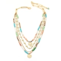 Collana bohémien multistrato con perline colorate, margherite e pendenti a moneta d'oro - Stile Margherita Multistrato (X-652)