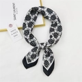 Elegant black and white paisley silk scarf with solid black border on a minimalist background - White Paisley