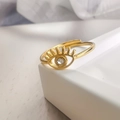 18K vergoldeter Evil Eye Ring für Damen mit Zirkonia und verstellbarer Passform - Einstellbar Offen / Evil Eye Stil (DR063)