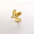 Detail of 18k gold plated open ring with hollow leaf design and polished mirror finish - Gold (DR071)