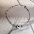 Detail of silver double-layered stainless steel chain with hollow moon and star pendant - Silver-Star Moon