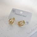 Minimalistische gedrehte 18K vergoldete Edelstahl-Creolen für Damen im Set - Gold