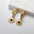 Détail de boucles d'oreilles en acier inoxydable 18K avec pendentifs soleil noirs - Noir
