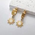 Boucles d'oreilles soleil en acier inoxydable plaqué or 18K sur pierre blanche - Blanc