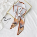 Élégant foulard étroit blanc avec imprimés abstraits et bords contrastés orange - 7*130cm / Paysage Orange