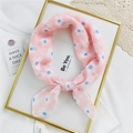 Pink floral cotton linen scarf with blue flowers and LOVE print in a gold frame - Pink LOVE Flower