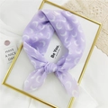 Light purple cotton linen scarf featuring white crescent moon pattern in tied knot style - Purple Crescent Moon