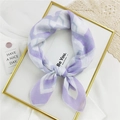 Elegant purple checkered cotton linen neckerchief tied in a stylish ring on white fabric - Purple Diamond Grid