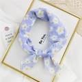 Lavender cotton linen scarf featuring white daisy prints and LOVE text pattern - Purple LOVE Floral