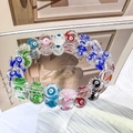 Detail of colorful faceted Evil Eye beads and translucent crystal elastic bracelet - Faceted Evil Eye Beads (LY401) / Colorful