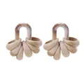 Bohemian tassel earrings with beige and dark marble texture acrylic droplets - Simple Retro Marble Pattern(40# E-1887)