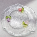 Perlenarmband mit bunten Tulpenanhängern aus Glas und klaren Kristallperlen für Damen - Bunt
