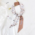 Floral skinny silk scarf with Positive Thinking print for hair, neck or handbag styling - 4K Cartoon Sunflower / 6*135cm