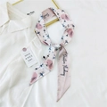Pale pink silk scarf with blue ballet dancer print and positive thinking artistic text - 11K Line Dance / 6*135cm