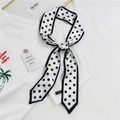 Foulard étroit à pois sur t-shirt blanc pour décoration de cheveux ou sac - Bord Noir à Pois
