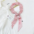 Pink strawberry printed skinny silk scarf with positive thinking text on white shirt - 2K Strawberry Pink / 6*135cm