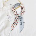 Silk-feel skinny twilly scarf with watermelon print and Positive Thinking slogan - 30K Watermelon / 6*135cm