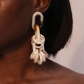 Boucles d'oreilles bohèmes longues en résine écaille de tortue crème et marron style oversize - Écaille de Tortue Rétro Longue Chaîne(28#E-1878)