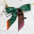 Nastro per capelli stile francese con motivo pied de poule verde scuro e pois marroni - Pied de Poule Pois Verde Marrone
