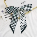 Foulard per capelli francese in poliestere bianco e nero con motivi pied de poule e pois - Pied de Poule Pois Nero Bianco