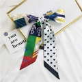 Foulard cheveux en soie française avec motif ancre nautique et pois cœur en nœud - Collier Coeur Noir Rouge