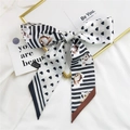 Foulard cheveux à nœud français avec motifs chats noirs et blancs en polyester doux - Chat Coeur Noir Marron